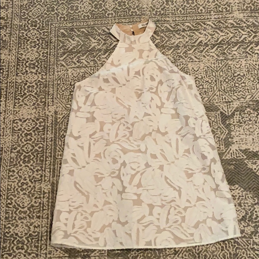 DO + BE White High Neck Shift Dress